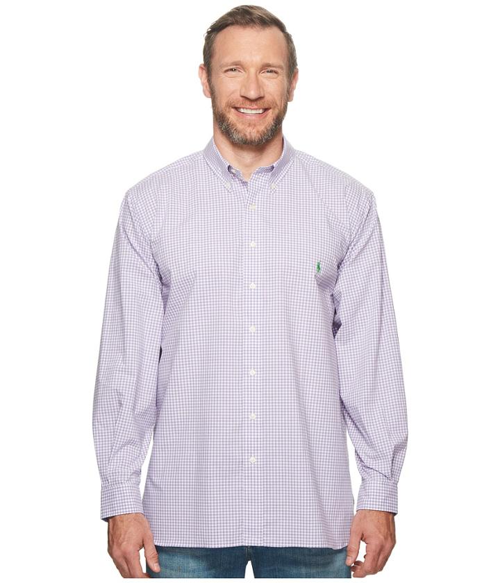 Polo Ralph Lauren Big Tall Poplin Long Sleeve Sport Shirt (grapevine/white) Men's Clothing