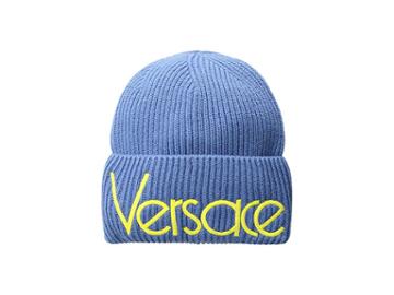 Versace Vintage Versace Logo Beanie (ice Blue/yellow) Beanies