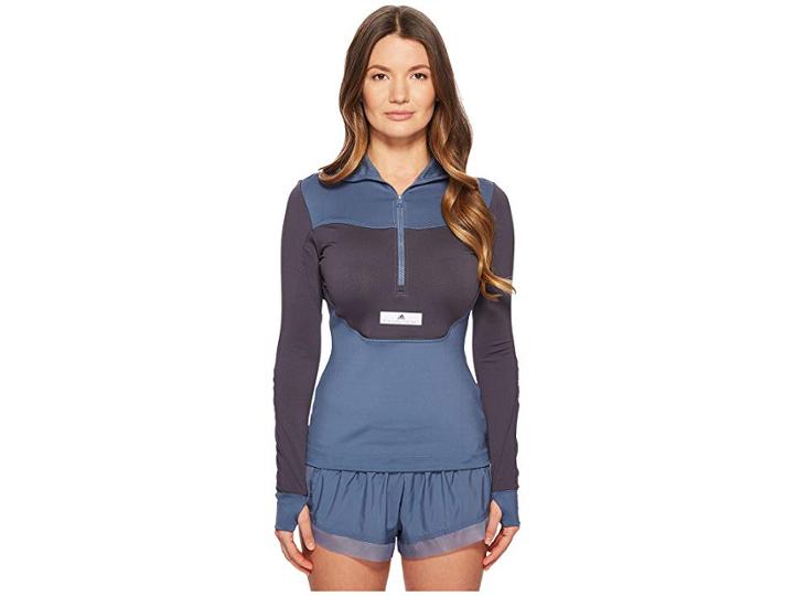 Adidas By Stella Mccartney Run Hooded Long Sleeve Cg0137 (tech Ink) Women's Clothing