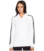 Adidas Essentials Cotton Fleece 3s Over Head Hoodie (white/black) Women's Sweatshirt