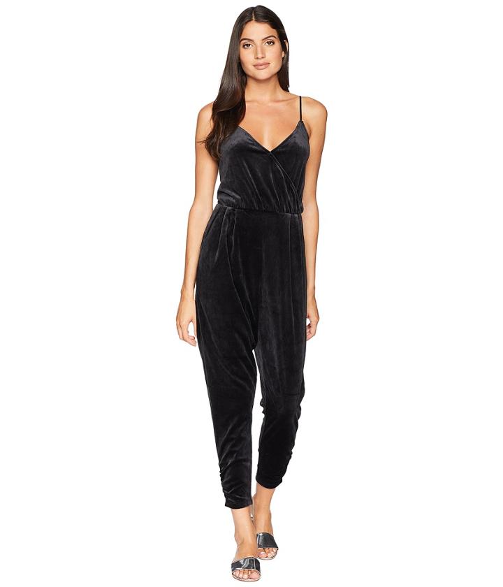 Juicy Couture Track Lightweight Velour Cami Jumpsuit (pitch Black) Women's Jumpsuit & Rompers One Piece