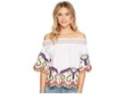 Romeo & Juliet Couture Multi Embroidered Off The Shoulder Blouse (white) Women's Blouse