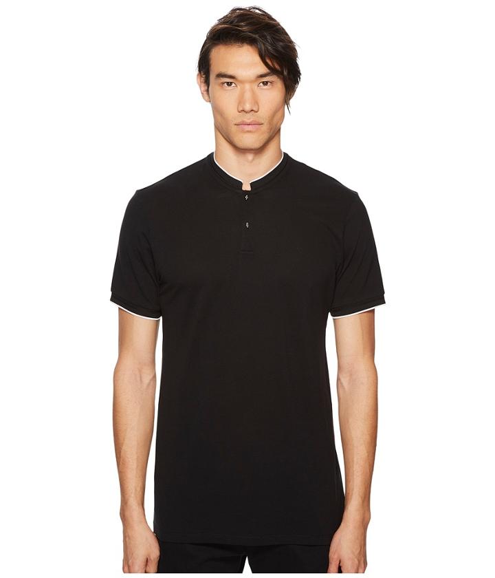 The Kooples Black Polo Shirt With Skull And Crossbone Buttons (black) Men's T Shirt