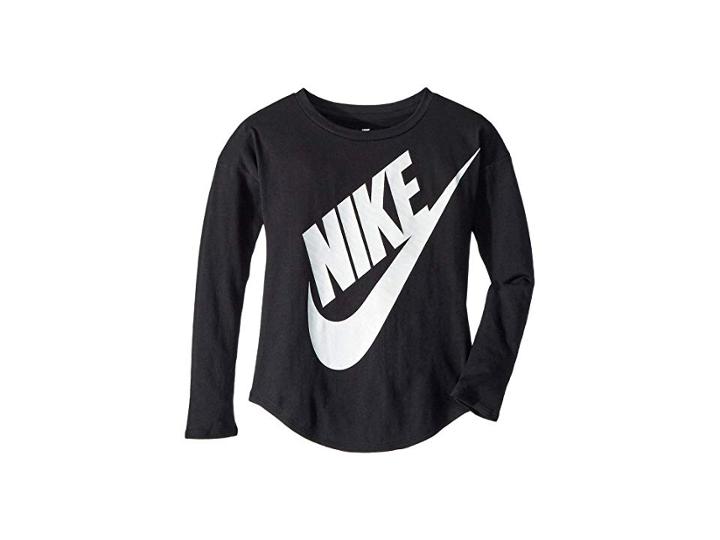 Nike Kids Jumbo Futura Long Sleeve Tee (toddler) (black) Girl's T Shirt