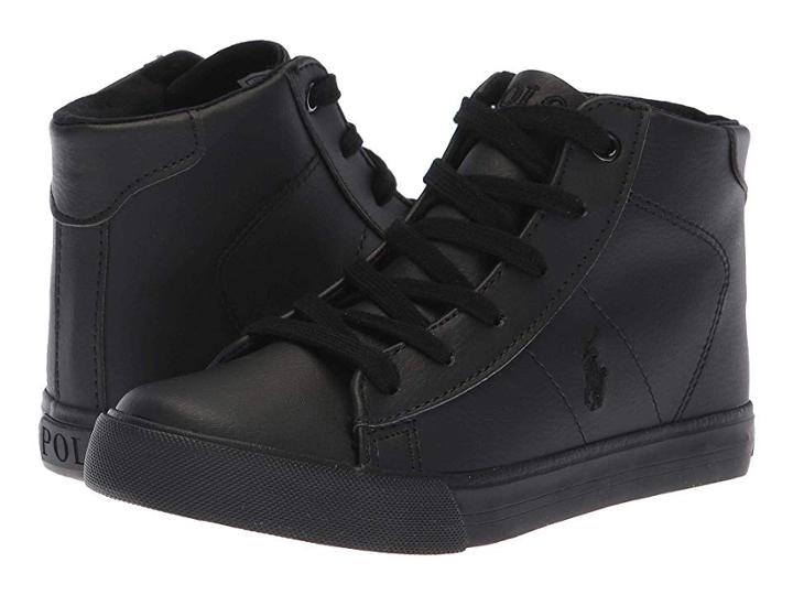 Polo Ralph Lauren Kids Easten Mid (little Kid) (triple Black Tumbled) Boy's Shoes
