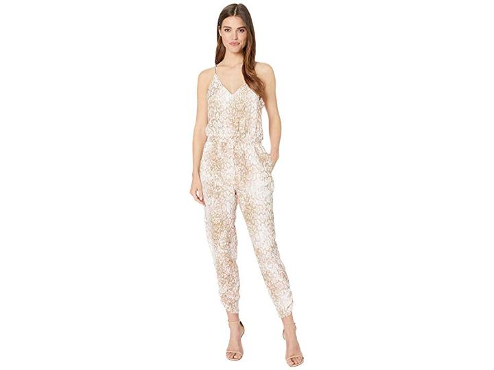 Wayf Smocked Waist Cami Jumpsuit (mauve Snake Print) Women's Jumpsuit & Rompers One Piece