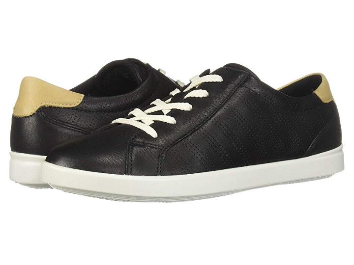 Ecco Leisure Tie (black/powder Cow Leather/cow Nubuck) Women's Lace Up Casual Shoes
