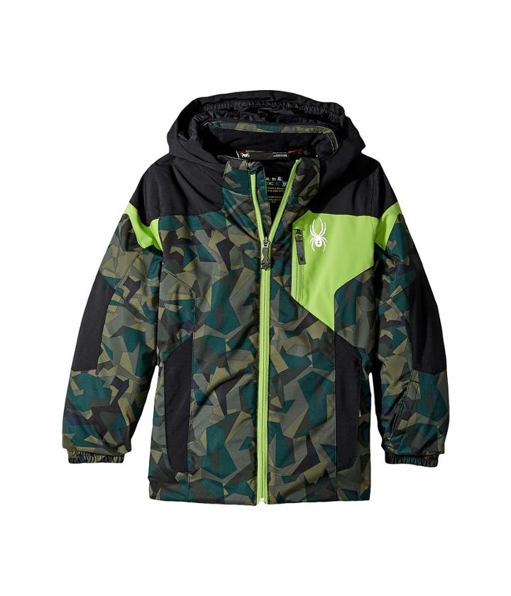 Spyder Kids Mini Chambers Jacket (toddler/little Kids/big Kids) (mini Camo Guard/black/fresh) Boy's Coat