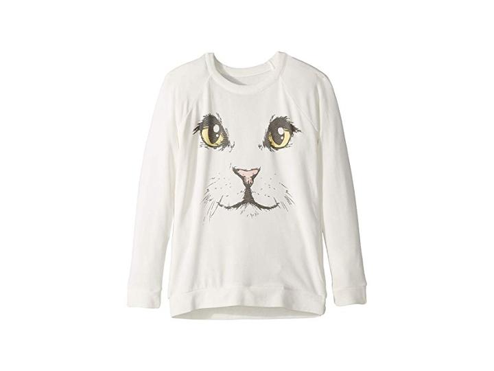 Chaser Kids Extra Soft Kitty Face Pullover Sweater (little Kids/big Kids) (cream) Girl's Sweater