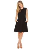 Mod-o-doc Cotton Modal Spandex Jersey Pleated Fit Flared Dress (black) Women's Dress