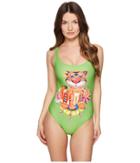 Moschino Ballon Tiger Maillot (green) Women's Swimsuits One Piece