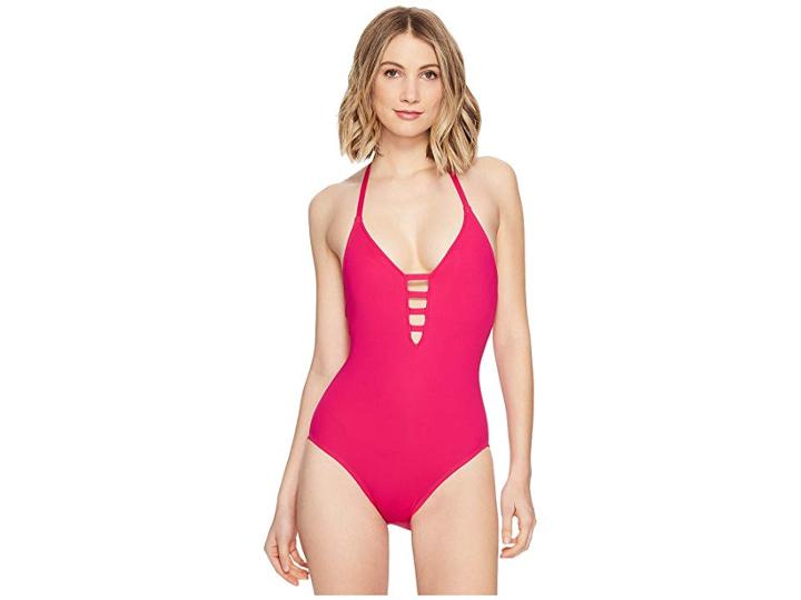 La Blanca Island Goddess Keyhole Halter Mio (berry) Women's Swimsuits One Piece