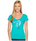 Life Is Good Bend Yoga Smooth Tee (bright Teal) Women's T Shirt