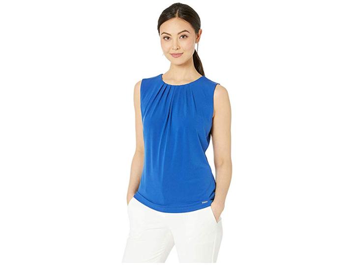 Calvin Klein Pleat Neck Cami (regatta) Women's Clothing