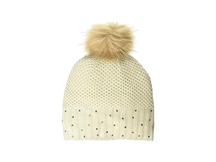 Vince Camuto Rhinestone Rib Pom Hat (parchment) Caps