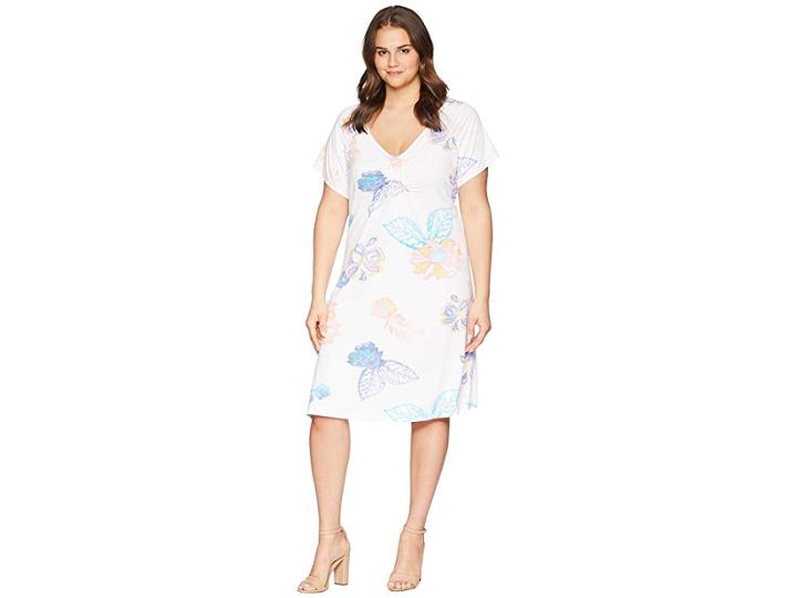 Extra Fresh By Fresh Produce Plus Size Summer Floral Emma Dress (white) Women's Dress