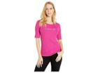 Bebe Short Sleeve Lace Sleeve Logo Crew Tee (festival Fuchsia) Women's T Shirt