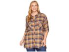 Columbia Plus Size Always Adventuretm Long Sleeve Shirt (canyon Gold Plaid) Women's Long Sleeve Button Up