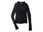 Maddie By Maddie Ziegler Long Sleeve Pointelle Knit Tee (big Kids) (black) Girl's Clothing