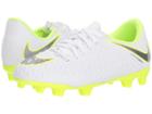 Nike Kids Hypervenom Phantom 3 Club Firm Ground Soccer (toddler/little Kid/big Kid) (white/metallic Cool Grey/volt/metallic Cool Grey) Kids Shoes