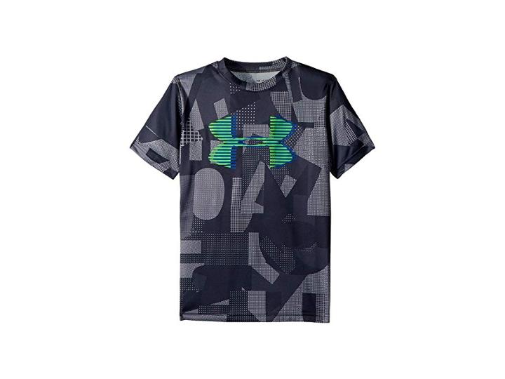 Under Armour Kids Tech Big Logo Printed Tee (big Kids) (overcast Gray/arena Green/moroccan Blue) Boy's T Shirt
