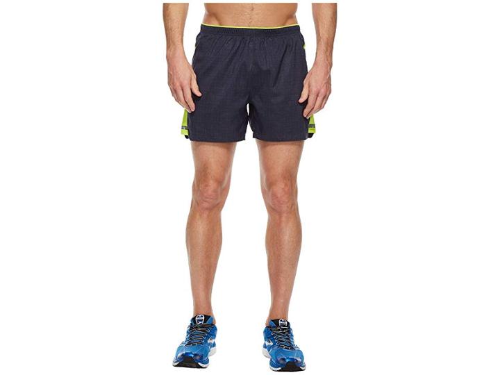 Brooks Sherpa 5 Shorts (asphalt Squares/lime) Men's Shorts