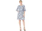 Nine West Bell Sleeve V-back Dress (admiral Multi) Women's Dress