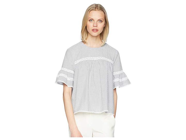 Jonathan Simkhai Striped Babydoll Top (grey Combo) Women's Swimwear
