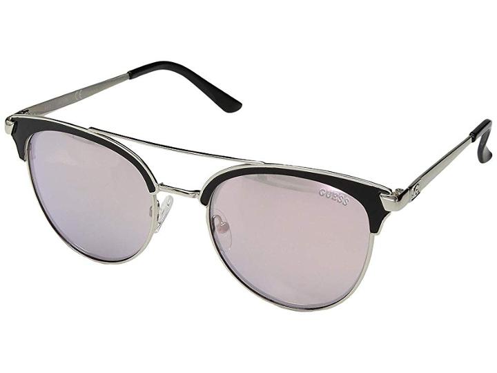 Guess Gf6048 (shiny Light Nickeltin/violet Lenses) Fashion Sunglasses
