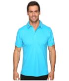 Puma Golf Short Sleeve Tailored Snap Polo (hawaiian Ocean) Men's Short Sleeve Pullover