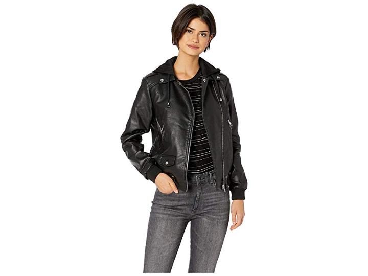 Steve Madden Pu Moto Jacket (black) Women's Coat