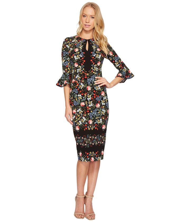 Maggy London Garden Stripe Scuba Crepe Sheath (black/multi) Women's Dress