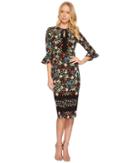 Maggy London Garden Stripe Scuba Crepe Sheath (black/multi) Women's Dress