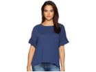 Mod-o-doc Mini Pointelle Knit Ruffle Sleeve Boxy Tee (new Navy) Women's T Shirt