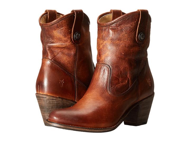 Frye Jackie Button Short (cognac Antique Pull Up) Women's Dress Pull-on Boots