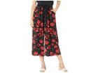 Bobeau Red Poppy Pants (black/red Poppy Floral) Women's Casual Pants