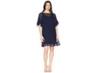 Lauren Ralph Lauren 2e Poly Georgette Kiralyn Elbow Sleeve Day Dress (lighthouse Navy) Women's Dress