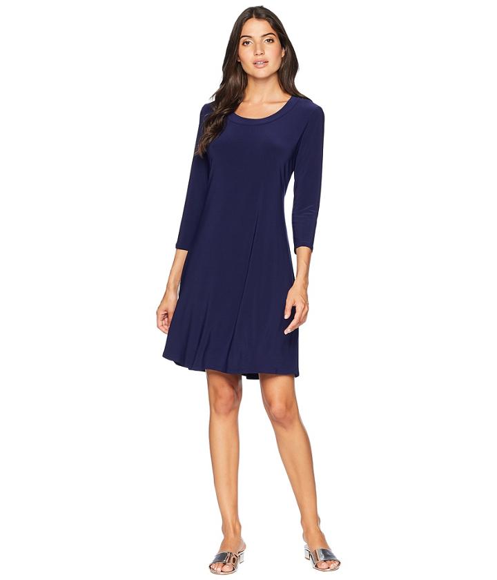 Anne Klein Long Sleeve Fit Flare Shirtdress (eclipse) Women's Dress