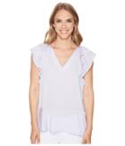 Michael Michael Kors Flounce V-neck Short Sleeve Top (light Quartz) Women's Clothing
