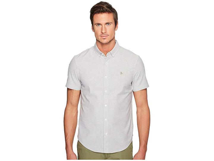 Original Penguin Short Sleeve Updated Core Oxford (burnt Olive) Men's Short Sleeve Button Up