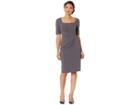 Adrianna Papell Knit Crepe Sheath Dress W/ Squared Scoop Neckline (gunmetal) Women's Dress