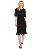 Taylor Glitter Bodycon Sweater Knit Dress With Flounce Hem (black/gold) Women's Dress