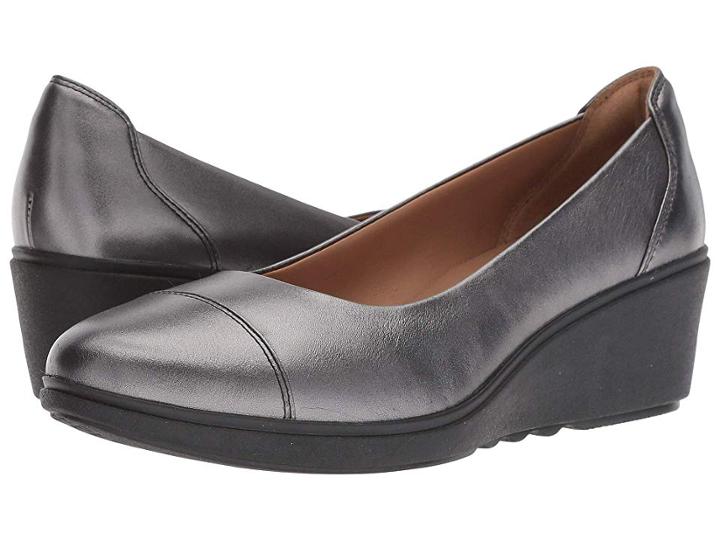 Clarks Un Tallara Dee (black Metallic Leather) Women's Shoes