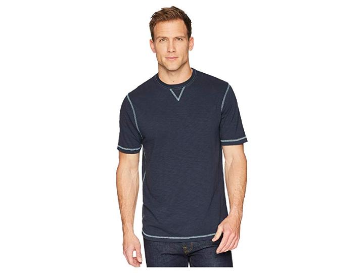 True Grit Heritage Slub Classic Fit Pigment Dyed Short Sleeve Knit Crew With Contrast Coverstitch (navy) Men's T Shirt