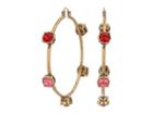 Steve Madden Rhinestone Stud Design Hoop Earrings (red/pink/yellow Gold-tone) Earring