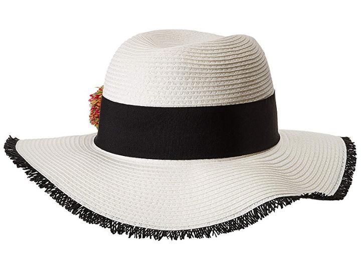 Betsey Johnson Pom Pom Girl Panama Hat (white) Caps