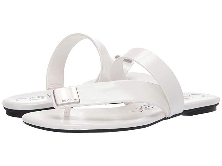 Calvin Klein Saurin (white Varnished Crackle) Women's Sandals