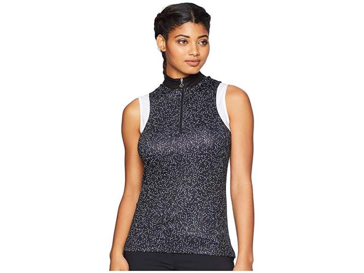 Callaway Sleeveless Micro-electric Print Polo (caviar) Women's Sleeveless