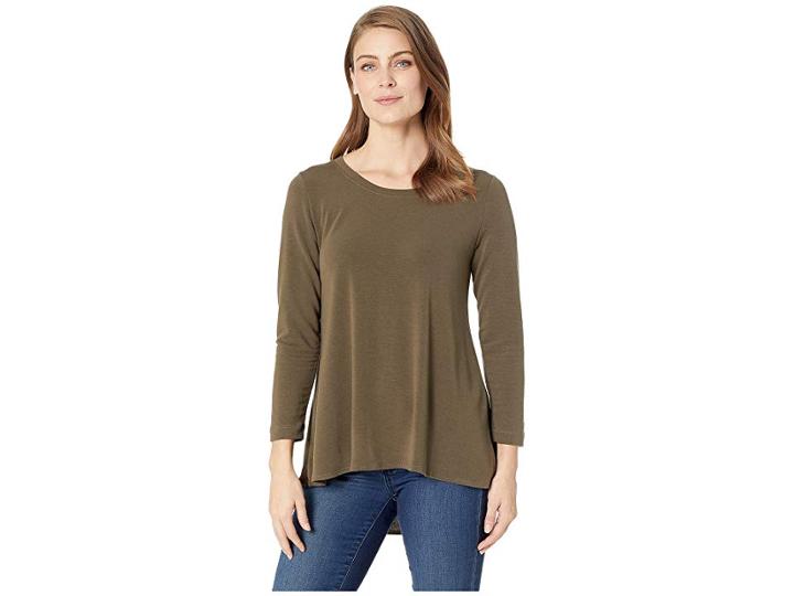 Nally & Millie French Terry Back Pleat Tunic (chive) Women's Clothing