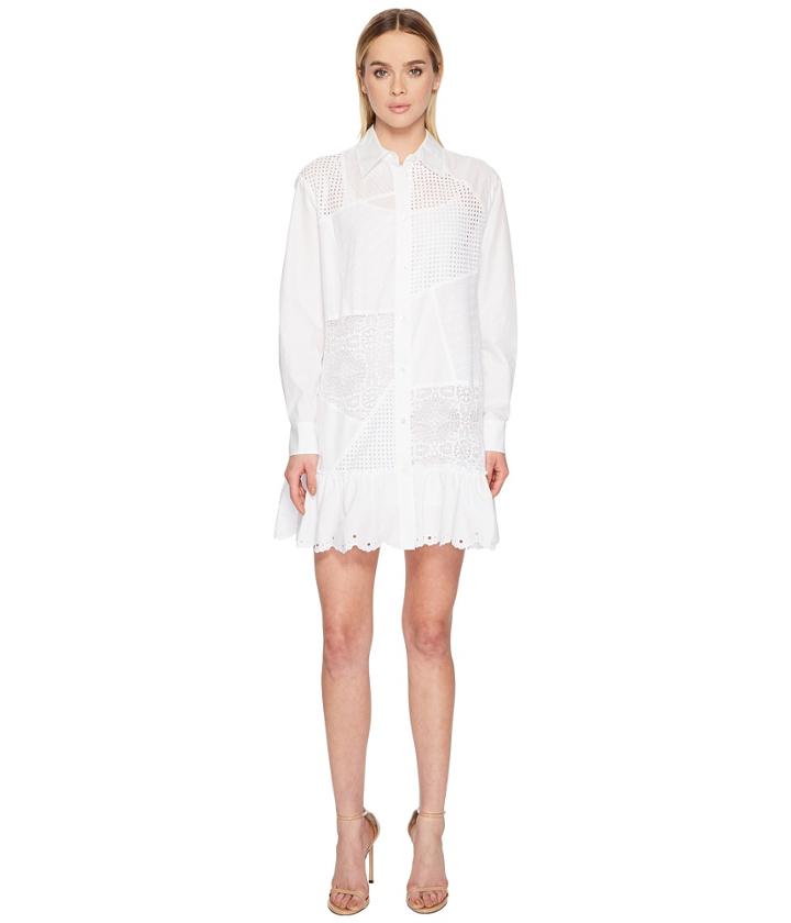Mcq Cut Up Brod Tunic (white) Women's Blouse